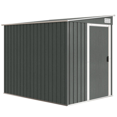 Outsunny 7 x 5ft Galvanised Metal Shed, with Sliding Door - Light Grey - Dandys Landscape Supplies