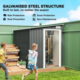 Outsunny 7 x 5ft Galvanised Metal Shed, with Sliding Door - Light Grey - Dandys Landscape Supplies
