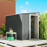 Outsunny 7 x 5ft Galvanised Metal Shed, with Sliding Door - Light Grey - Dandys Landscape Supplies