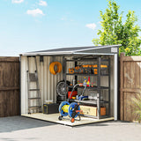 Outsunny 7 x 5ft Galvanised Metal Shed, with Sliding Door - Light Grey - Dandys Landscape Supplies