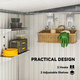 Outsunny 7 x 5ft Galvanised Metal Shed, with Sliding Door - Light Grey - Dandys Landscape Supplies