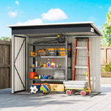 Outsunny 7.5 x 4.3ft Metal Garden Storage Shed, Waterproof Outdoor Shed with Triple Lockable Door, Gloves, Vents, Dark Grey - Dandys Landscape Supplies