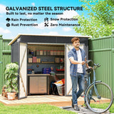 Outsunny 7.5 x 4.3ft Metal Garden Storage Shed, Waterproof Outdoor Shed with Triple Lockable Door, Gloves, Vents, Dark Grey - Dandys Landscape Supplies