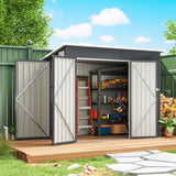 Outsunny 7.5 x 4.3ft Metal Garden Storage Shed, Waterproof Outdoor Shed with Triple Lockable Door, Gloves, Vents, Dark Grey - Dandys Landscape Supplies
