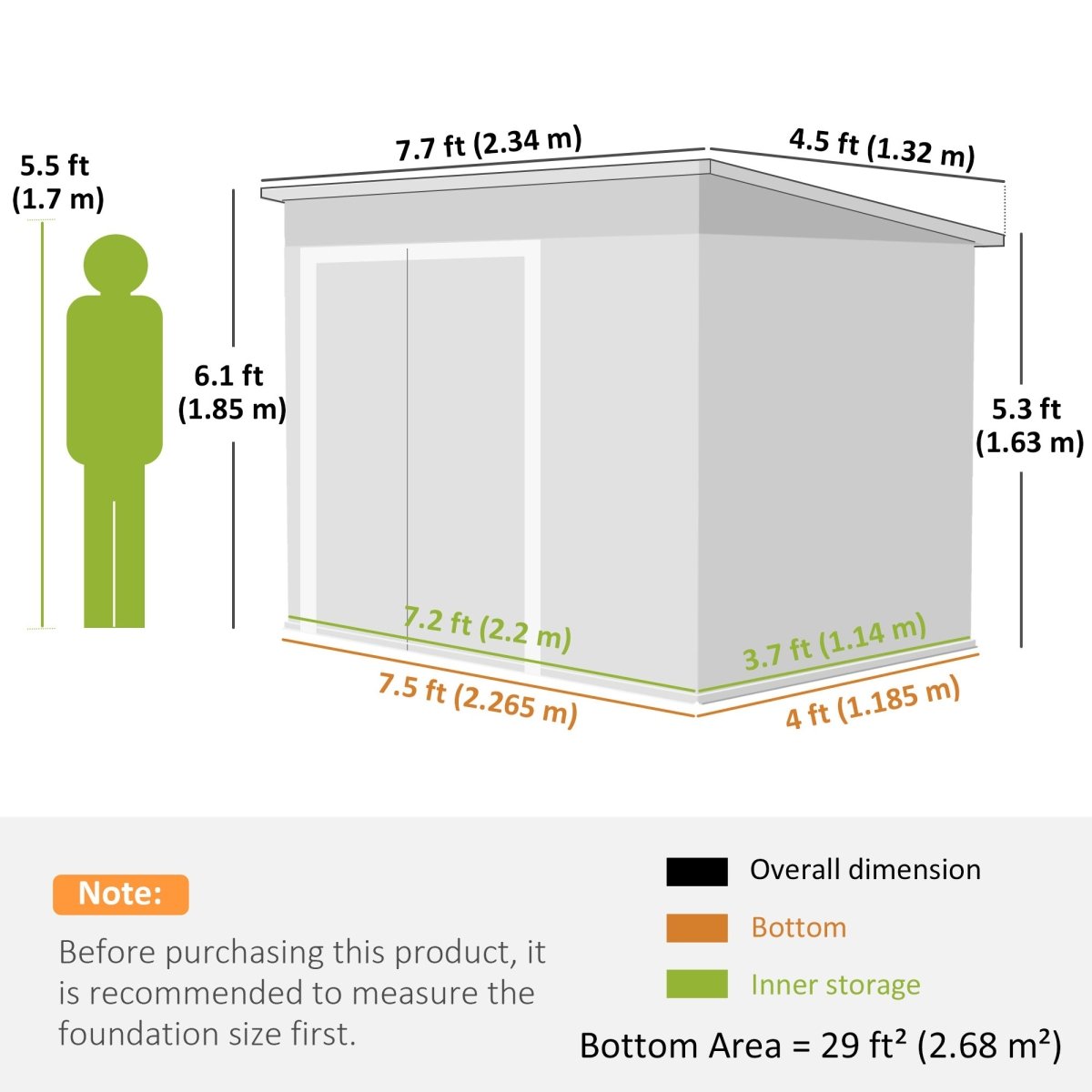 Outsunny 7.5 x 4.3ft Metal Garden Storage Shed, Waterproof Outdoor Shed with Triple Lockable Door, Gloves, Vents, Dark Grey - Dandys Landscape Supplies