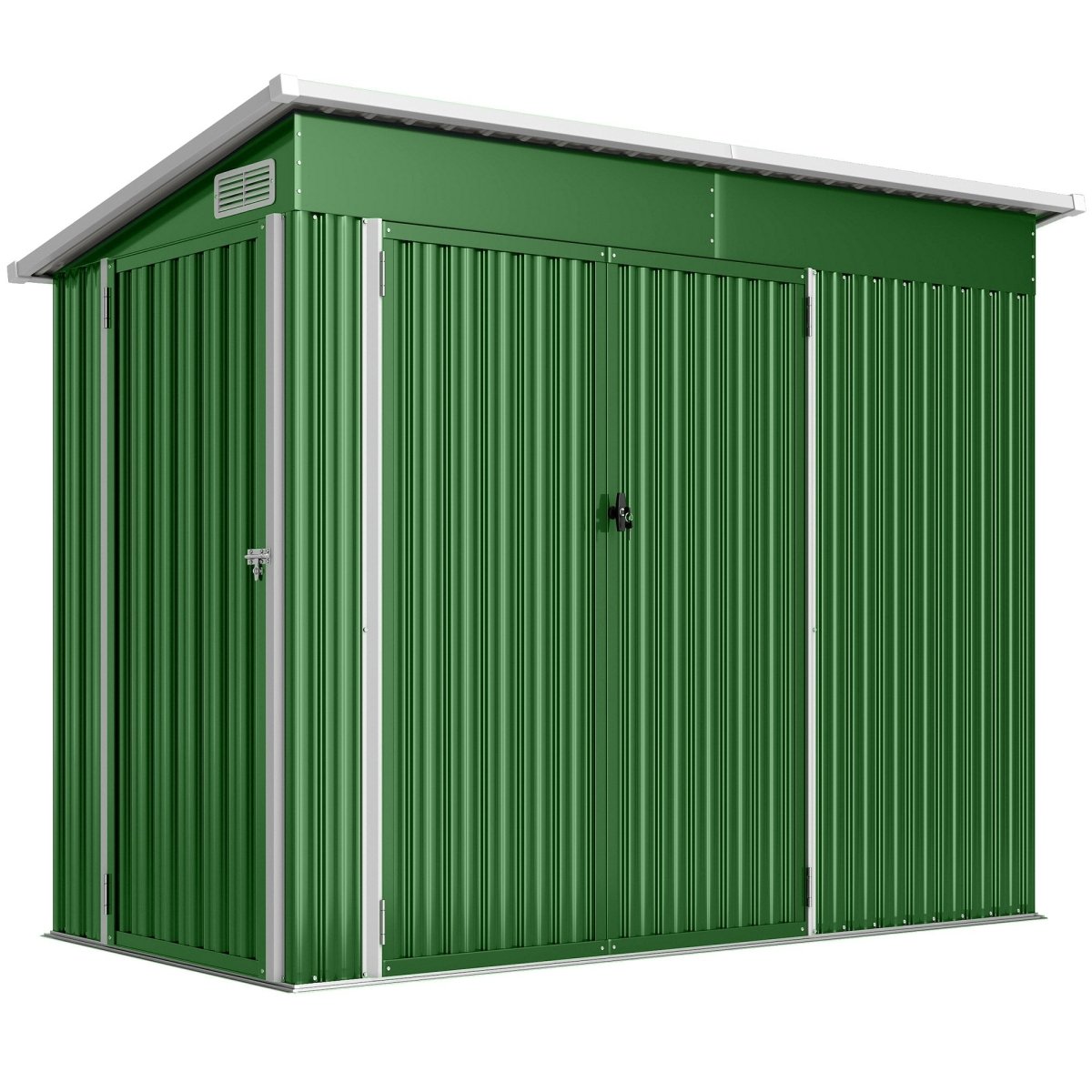Outsunny 7.5 x 4.3ft Metal Garden Storage Shed, Waterproof Outdoor Shed with Triple Lockable Door, Gloves, Vents, Green - Dandys Landscape Supplies