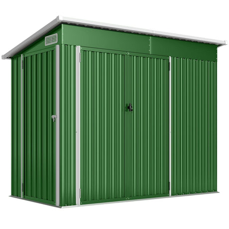 Outsunny 7.5 x 4.3ft Metal Garden Storage Shed, Waterproof Outdoor Shed with Triple Lockable Door, Gloves, Vents, Green - Dandys Landscape Supplies