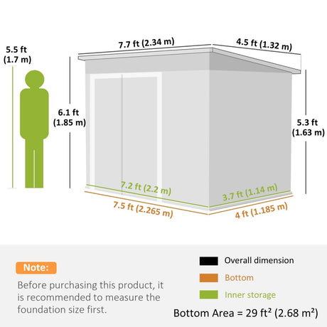 Outsunny 7.5 x 4.3ft Metal Garden Storage Shed, Waterproof Outdoor Shed with Triple Lockable Door, Gloves, Vents, Green - Dandys Landscape Supplies