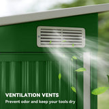 Outsunny 7.5 x 4.3ft Metal Garden Storage Shed, Waterproof Outdoor Shed with Triple Lockable Door, Gloves, Vents, Green - Dandys Landscape Supplies