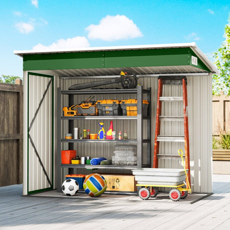 Outsunny 7.5 x 4.3ft Metal Garden Storage Shed, Waterproof Outdoor Shed with Triple Lockable Door, Gloves, Vents, Green - Dandys Landscape Supplies