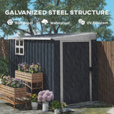 Outsunny 7.6 x 4ft Garden Metal Shed, Outdoor Storage Shed with Window, 2 Vents and Lockable Door for Garden, Patio, Dark Grey - Dandys Landscape Supplies