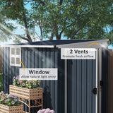 Outsunny 7.6 x 4ft Garden Metal Shed, Outdoor Storage Shed with Window, 2 Vents and Lockable Door for Garden, Patio, Dark Grey - Dandys Landscape Supplies