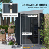 Outsunny 7.6 x 4ft Garden Metal Shed, Outdoor Storage Shed with Window, 2 Vents and Lockable Door for Garden, Patio, Dark Grey - Dandys Landscape Supplies