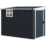 Outsunny 7.6 x 4ft Garden Metal Shed, Outdoor Storage Shed with Window, 2 Vents and Lockable Door for Garden, Patio, Dark Grey - Dandys Landscape Supplies