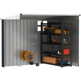 Outsunny 7.6 x 4ft Garden Metal Shed, Outdoor Storage Shed with Window, 2 Vents and Lockable Door for Garden, Patio, Dark Grey - Dandys Landscape Supplies