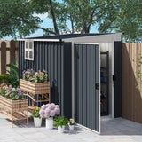 Outsunny 7.6 x 4ft Garden Metal Shed, Outdoor Storage Shed with Window, 2 Vents and Lockable Door for Garden, Patio, Dark Grey - Dandys Landscape Supplies