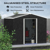 Outsunny 7.7 x 5.7ft Metal Garden Shed, Galvanised Outdoor Tool Storage House with Ventilation Slots and Sliding Doors, Grey - Dandys Landscape Supplies