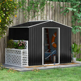 Outsunny 7.7 x 5.7ft Metal Garden Shed, Galvanised Outdoor Tool Storage House with Ventilation Slots and Sliding Doors, Grey - Dandys Landscape Supplies