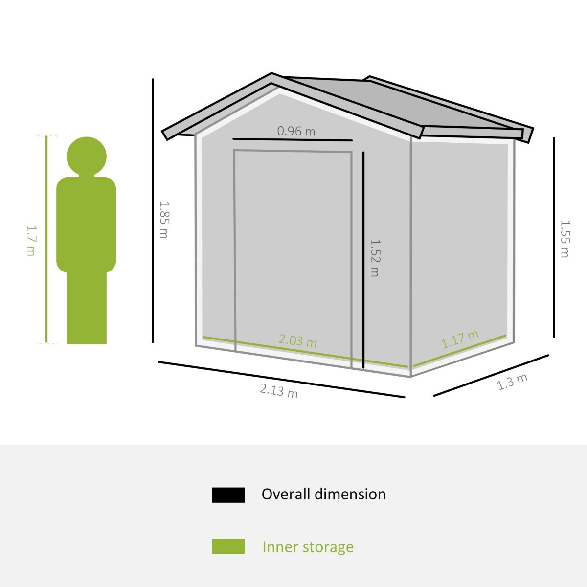 Outsunny 7ft x 4ft Lockable Garden Metal Storage Shed Storage Roofed Tool Metal Shed w/ Air Vents Steel Grey - Dandys Landscape Supplies
