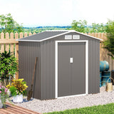 Outsunny 7ft x 4ft Lockable Garden Metal Storage Shed Storage Roofed Tool Metal Shed w/ Air Vents Steel Grey - Dandys Landscape Supplies