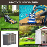 Outsunny 7ft x 4ft Lockable Garden Metal Storage Shed Storage Roofed Tool Metal Shed w/ Air Vents Steel Grey - Dandys Landscape Supplies