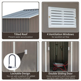 Outsunny 7ft x 4ft Lockable Garden Metal Storage Shed Storage Roofed Tool Metal Shed w/ Air Vents Steel Grey - Dandys Landscape Supplies