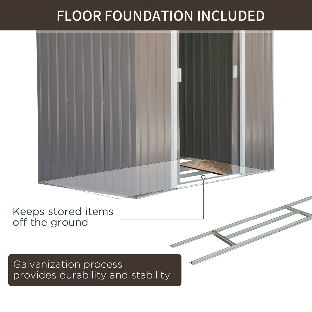 Outsunny 7ft x 4ft Lockable Garden Metal Storage Shed Storage Roofed Tool Metal Shed w/ Air Vents Steel Grey - Dandys Landscape Supplies