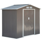 Outsunny 7ft x 4ft Lockable Garden Metal Storage Shed Storage Roofed Tool Metal Shed w/ Air Vents Steel Grey - Dandys Landscape Supplies
