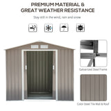 Outsunny 7ft x 4ft Lockable Garden Metal Storage Shed Storage Roofed Tool Metal Shed w/ Air Vents Steel Grey - Dandys Landscape Supplies