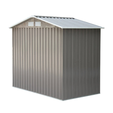 Outsunny 7ft x 4ft Lockable Garden Metal Storage Shed Storage Roofed Tool Metal Shed w/ Air Vents Steel Grey - Dandys Landscape Supplies