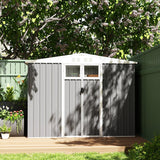 Outsunny 8 x 4 ft Metal Garden Shed, Garden Storage Shed with Window, 4 Vents and Lockable Door, Waterproof Galvanised Steel Tool Storage Shed, Light Grey - Dandys Landscape Supplies