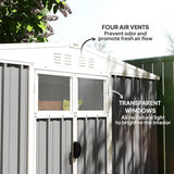 Outsunny 8 x 4 ft Metal Garden Shed, Garden Storage Shed with Window, 4 Vents and Lockable Door, Waterproof Galvanised Steel Tool Storage Shed, Light Grey - Dandys Landscape Supplies