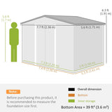 Outsunny 8 x 6ft Galvanised Steel Shed, with Double Door - Dark Grey - Dandys Landscape Supplies