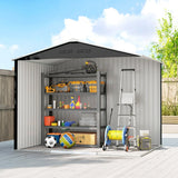 Outsunny 8 x 6ft Galvanised Steel Shed, with Double Door - Dark Grey - Dandys Landscape Supplies