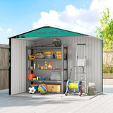 Outsunny 8 x 6ft Galvanised Steel Shed, with Double Door - Green - Dandys Landscape Supplies
