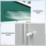 Outsunny 8 x 6ft Galvanised Steel Shed, with Double Door - Green - Dandys Landscape Supplies