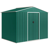 Outsunny 8 x 6ft Galvanised Steel Shed, with Double Door - Green - Dandys Landscape Supplies