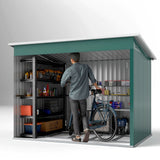 Outsunny 8.5 x 6ft Storage Shed Galvanised Steel Garden Shed, Metal Shed with Foundation Kit, Window, Lockable Wide Doors and Air Vents for Outdoor Patio, Green - Dandys Landscape Supplies