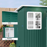 Outsunny 8.5 x 6ft Storage Shed Galvanised Steel Garden Shed, Metal Shed with Foundation Kit, Window, Lockable Wide Doors and Air Vents for Outdoor Patio, Green - Dandys Landscape Supplies