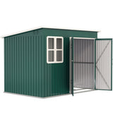 Outsunny 8.5 x 6ft Storage Shed Galvanised Steel Garden Shed, Metal Shed with Foundation Kit, Window, Lockable Wide Doors and Air Vents for Outdoor Patio, Green - Dandys Landscape Supplies