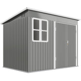 Outsunny 8.5 x 6ft Storage Shed Galvanised Steel Garden Shed, Metal Shed with Foundation Kit, Window, Lockable Wide Doors and Air Vents for Outdoor Patio, Light Grey - Dandys Landscape Supplies