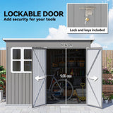 Outsunny 8.5 x 6ft Storage Shed Galvanised Steel Garden Shed, Metal Shed with Foundation Kit, Window, Lockable Wide Doors and Air Vents for Outdoor Patio, Light Grey - Dandys Landscape Supplies