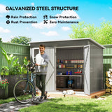 Outsunny 8.5 x 6ft Storage Shed Galvanised Steel Garden Shed, Metal Shed with Foundation Kit, Window, Lockable Wide Doors and Air Vents for Outdoor Patio, Light Grey - Dandys Landscape Supplies