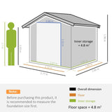 Outsunny 9 x 6FT Outdoor Garden Roofed Metal Storage Shed Tool Box with Foundation Ventilation & Doors Light, Grey - Dandys Landscape Supplies