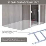 Outsunny 9 x 6FT Outdoor Garden Roofed Metal Storage Shed Tool Box with Foundation Ventilation & Doors Light, Grey - Dandys Landscape Supplies