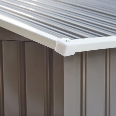 Outsunny 9 x 6FT Outdoor Garden Roofed Metal Storage Shed Tool Box with Foundation Ventilation & Doors Light, Grey - Dandys Landscape Supplies