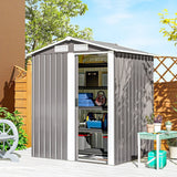 Outsunny Garden Metal Tool Storage Shed with Sliding Door, Sloped Roof and Foundation Kit, 152 x 132 x 188cm, Grey - Dandys Landscape Supplies
