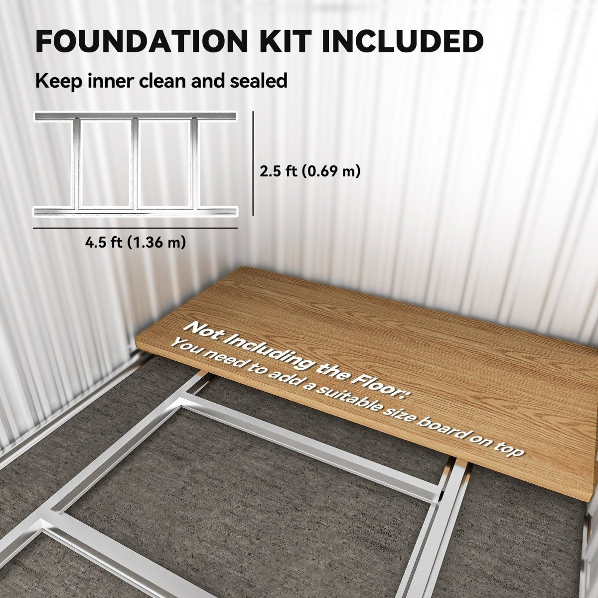 Outsunny Garden Metal Tool Storage Shed with Sliding Door, Sloped Roof and Foundation Kit, 152 x 132 x 188cm, Grey - Dandys Landscape Supplies