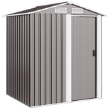 Outsunny Garden Metal Tool Storage Shed with Sliding Door, Sloped Roof and Foundation Kit, 152 x 132 x 188cm, Grey - Dandys Landscape Supplies