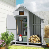 Outsunny Garden Outdoor Storage Shed 3 Shelves Tilt Roof w/ Firewood Rack Log Carrier, 129L x 51.5W x 180H cm - Dandys Landscape Supplies